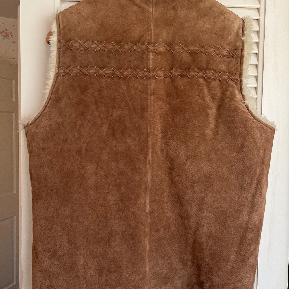 Ruff Hewn Vintage Suede Leather and Sherpa Vest Size L - Picture 4 of 10